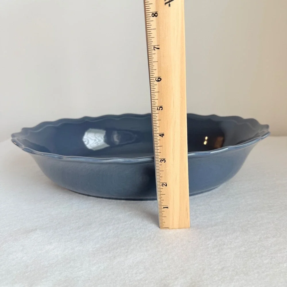 Matceramica Portugal‎ Navy Blue Scalloped Oval Serving Bowl Stoneware 13.5 Inch